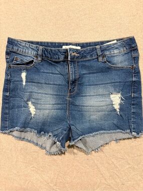 Bluenotes Women's Distressed Frayed Hem Denim Shorts -Size 32